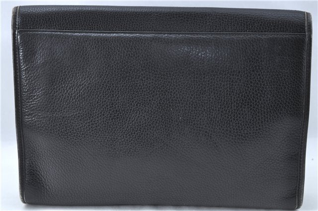 Authentic CELINE Documents Case Leather Black J1977