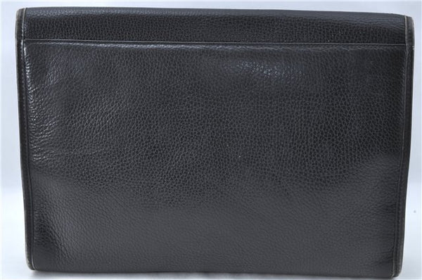 Authentic CELINE Documents Case Leather Black J1977