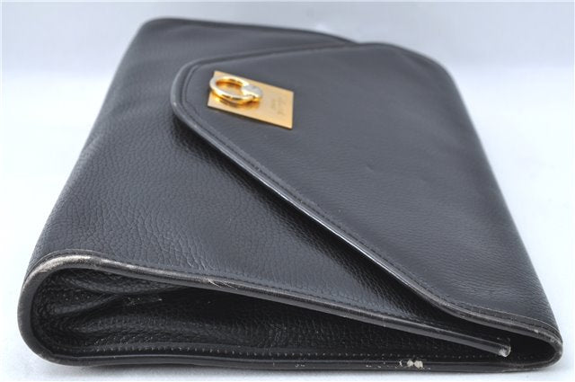 Authentic CELINE Documents Case Leather Black J1977