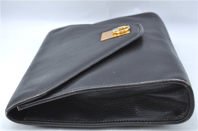 Authentic CELINE Documents Case Leather Black J1977