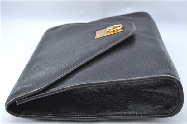 Authentic CELINE Documents Case Leather Black J1977