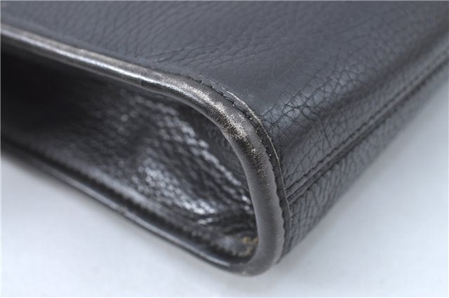 Authentic CELINE Documents Case Leather Black J1977
