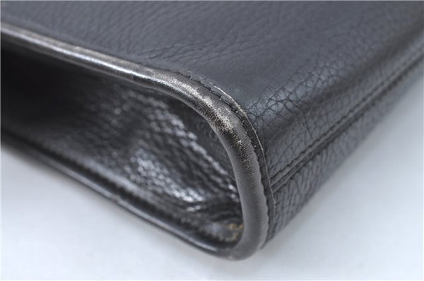 Authentic CELINE Documents Case Leather Black J1977
