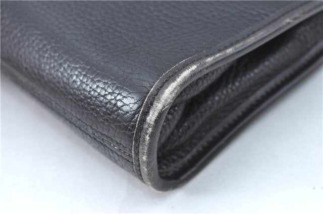 Authentic CELINE Documents Case Leather Black J1977