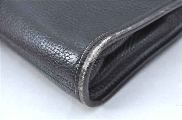 Authentic CELINE Documents Case Leather Black J1977
