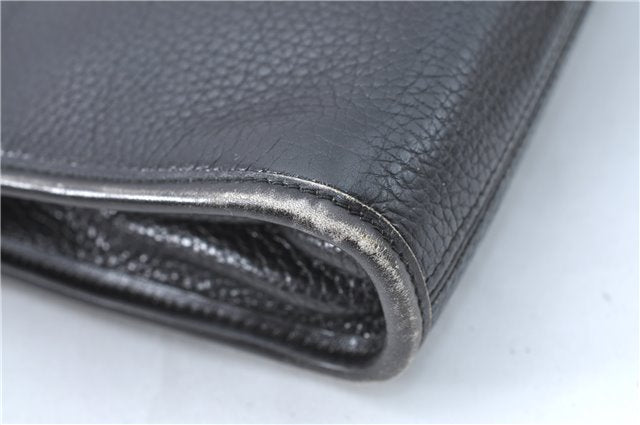 Authentic CELINE Documents Case Leather Black J1977