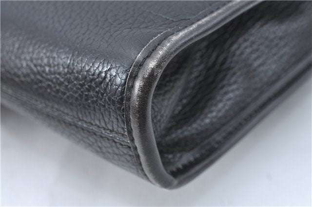 Authentic CELINE Documents Case Leather Black J1977