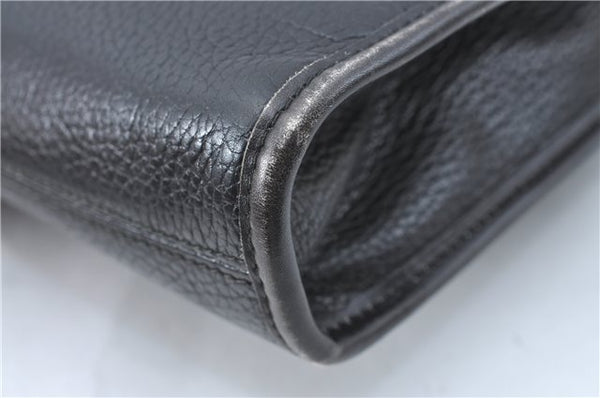 Authentic CELINE Documents Case Leather Black J1977