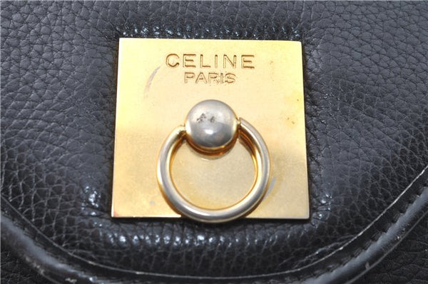 Authentic CELINE Documents Case Leather Black J1977