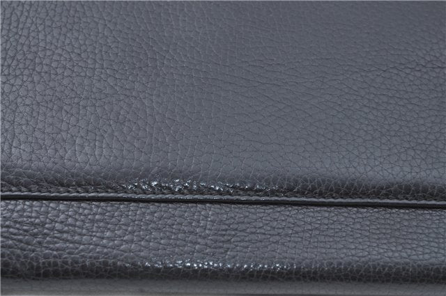 Authentic CELINE Documents Case Leather Black J1977
