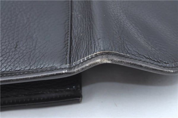 Authentic CELINE Documents Case Leather Black J1977