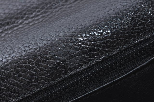 Authentic CELINE Documents Case Leather Black J1977