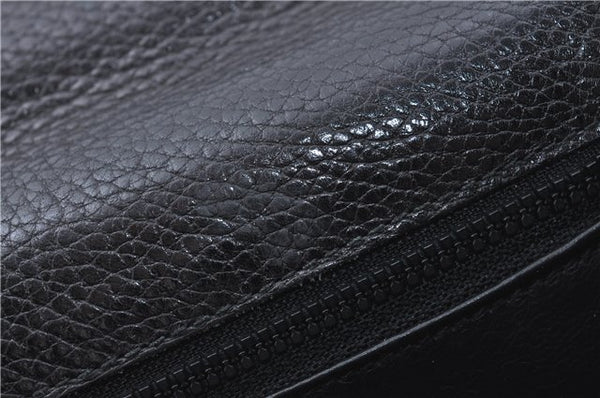 Authentic CELINE Documents Case Leather Black J1977