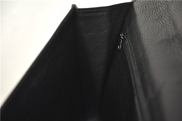 Authentic CELINE Documents Case Leather Black J1977