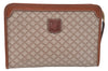 Authentic CELINE Macadam Blason Clutch Hand Bag PVC Leather Beige Brown J1978