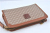 Authentic CELINE Macadam Blason Clutch Hand Bag PVC Leather Beige Brown J1978
