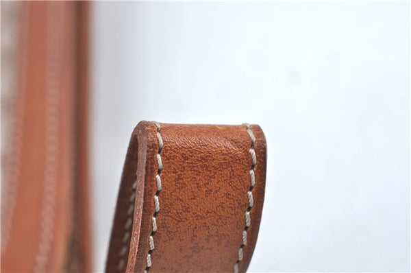 Authentic CELINE Macadam Blason Clutch Hand Bag PVC Leather Beige Brown J1978