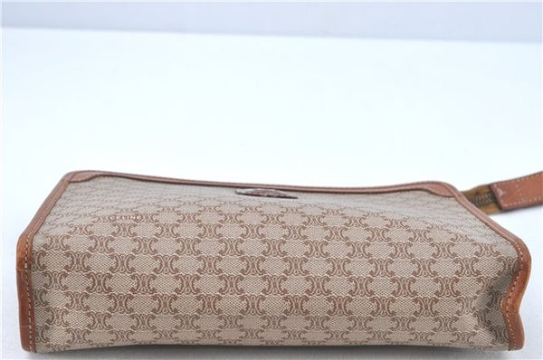 Authentic CELINE Macadam Blason Clutch Hand Bag PVC Leather Beige Brown J1978