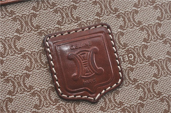 Authentic CELINE Macadam Blason Clutch Hand Bag PVC Leather Beige Brown J1978