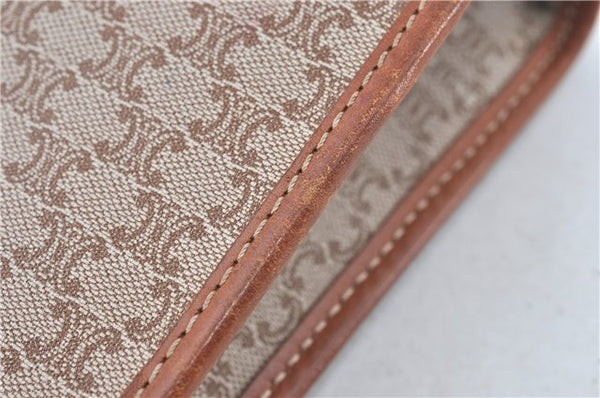 Authentic CELINE Macadam Blason Clutch Hand Bag PVC Leather Beige Brown J1978