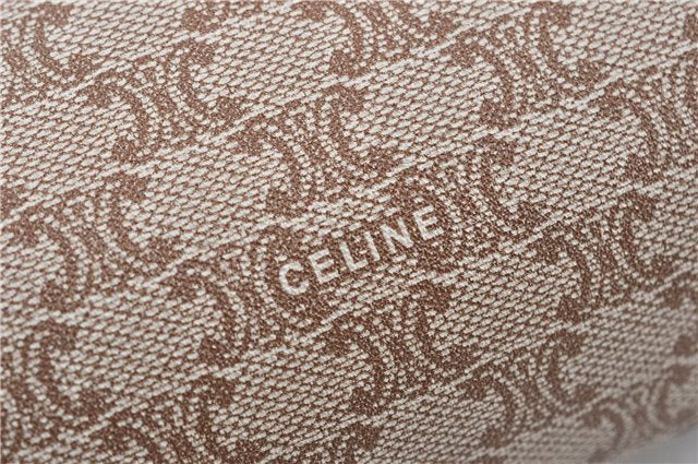 Authentic CELINE Macadam Blason Clutch Hand Bag PVC Leather Beige Brown J1978