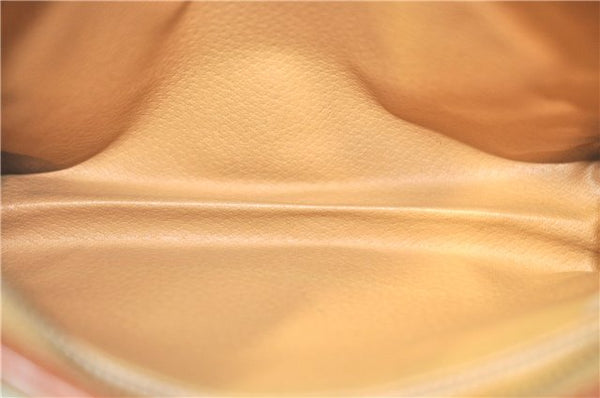 Authentic CELINE Macadam Blason Clutch Hand Bag PVC Leather Beige Brown J1978