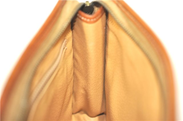 Authentic CELINE Macadam Blason Clutch Hand Bag PVC Leather Beige Brown J1978