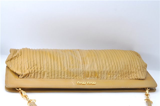 Authentic MIU MIU Enamel Shoulder Cross Body Bag Purse Yellow J1979