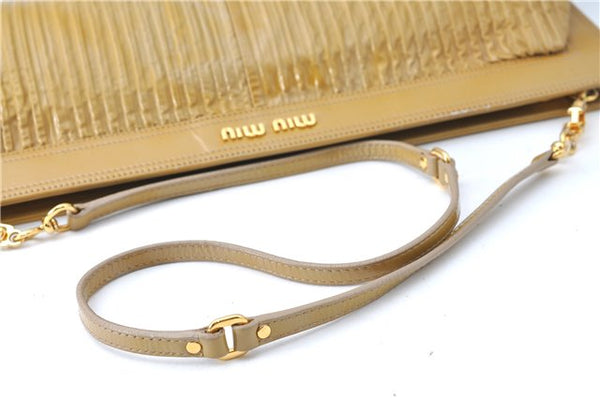 Authentic MIU MIU Enamel Shoulder Cross Body Bag Purse Yellow J1979