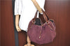 Auth CELINE Macadam Blason Shoulder Tote Bag Purse Suede Leather Purple J1980