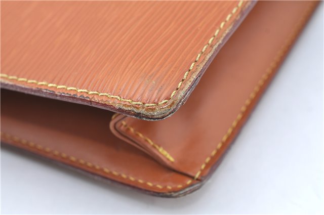 Authentic Louis Vuitton Epi Pochette Homme Clutch Bag Brown M52528 LV J1981