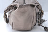 Authentic Ferragamo Gancini Tassel Leather Shoulder Bag Silver J1984