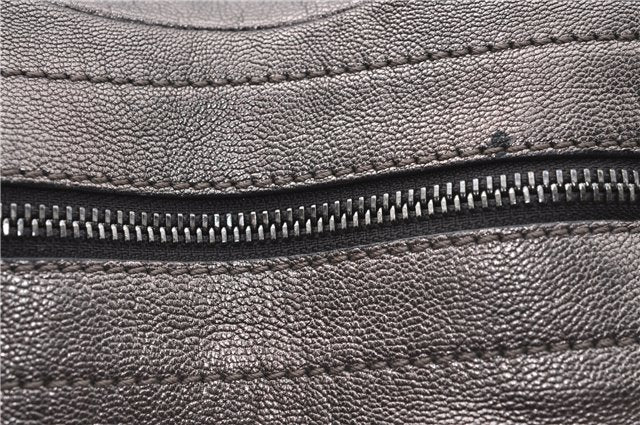 Authentic Ferragamo Gancini Tassel Leather Shoulder Bag Silver J1984