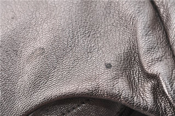 Authentic Ferragamo Gancini Tassel Leather Shoulder Bag Silver J1984
