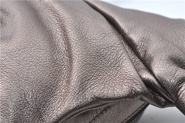 Authentic Ferragamo Gancini Tassel Leather Shoulder Bag Silver J1984