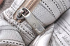 Authentic Ferragamo Gancini Tassel Leather Shoulder Bag Silver J1984