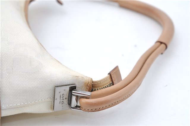 Auth GUCCI Jumbo GG Shoulder Hand Bag Purse Canvas Leather 0013766 White J1986