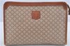Authentic CELINE Macadam Blason Pattern Clutch Hand Bag PVC Leather Beige J1987