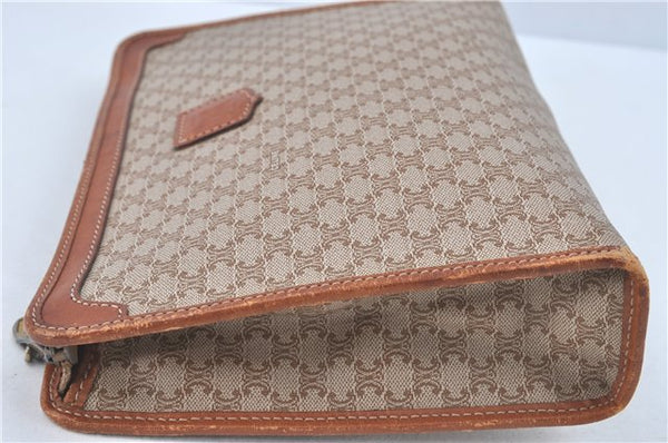 Authentic CELINE Macadam Blason Pattern Clutch Hand Bag PVC Leather Beige J1987