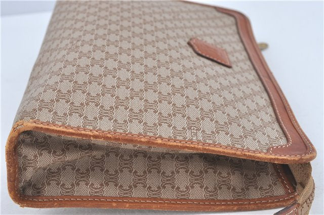 Authentic CELINE Macadam Blason Pattern Clutch Hand Bag PVC Leather Beige J1987