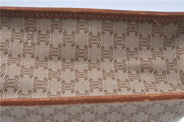 Authentic CELINE Macadam Blason Pattern Clutch Hand Bag PVC Leather Beige J1987