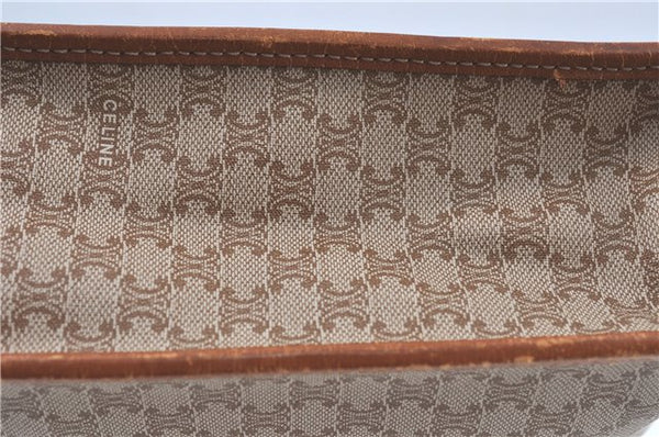 Authentic CELINE Macadam Blason Pattern Clutch Hand Bag PVC Leather Beige J1987