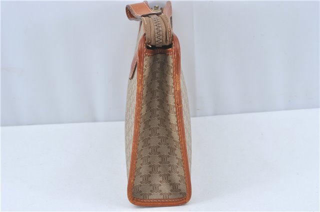 Authentic CELINE Macadam Blason Pattern Clutch Hand Bag PVC Leather Beige J1988