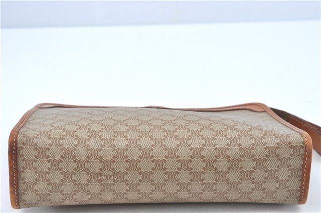 Authentic CELINE Macadam Blason Pattern Clutch Hand Bag PVC Leather Beige J1988