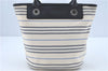 Authentic BURBERRY Vintage Canvas Leather Shoulder Tote Bag Ivory Navy J1990