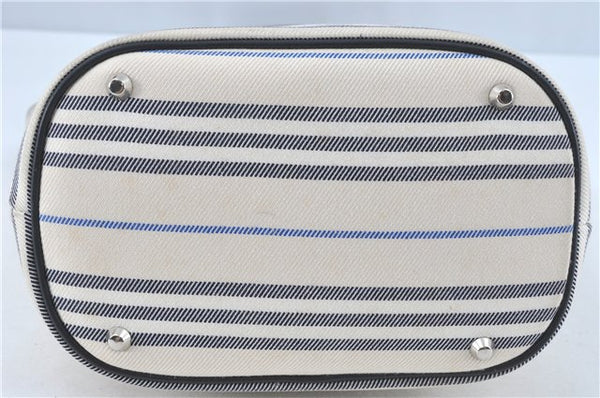 Authentic BURBERRY Vintage Canvas Leather Shoulder Tote Bag Ivory Navy J1990