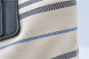 Authentic BURBERRY Vintage Canvas Leather Shoulder Tote Bag Ivory Navy J1990