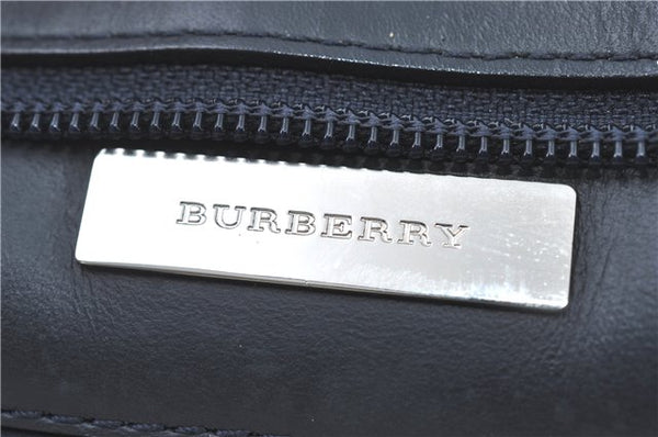 Authentic BURBERRY Vintage Canvas Leather Shoulder Tote Bag Ivory Navy J1990