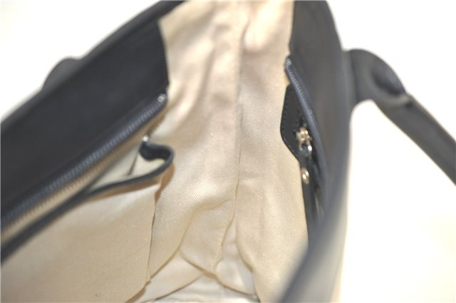 Authentic BURBERRY Vintage Canvas Leather Shoulder Tote Bag Ivory Navy J1990