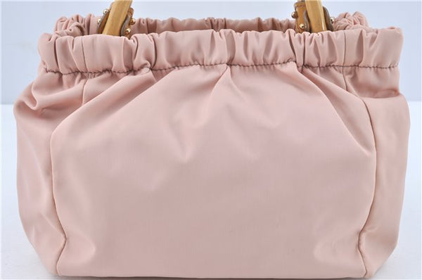 Auth Salvatore Ferragamo Vara Nylon Enamel 2Way Shoulder Hand Bag Pink SF J1992